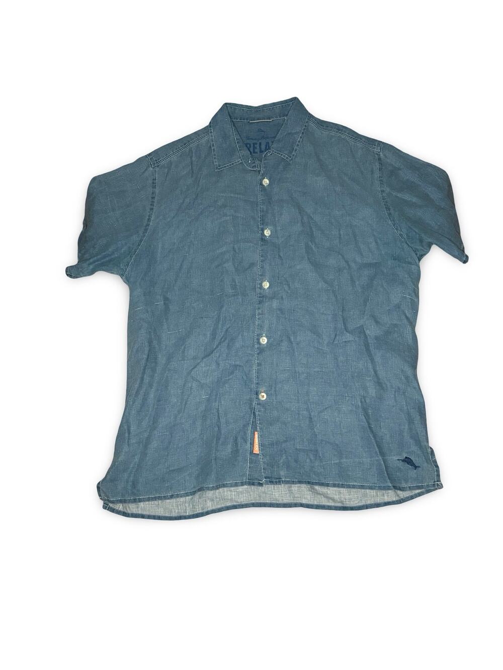 Tommy Bahama Relax Denim Button-Up Shirt – Blue Short Sleeve - Men’s XL